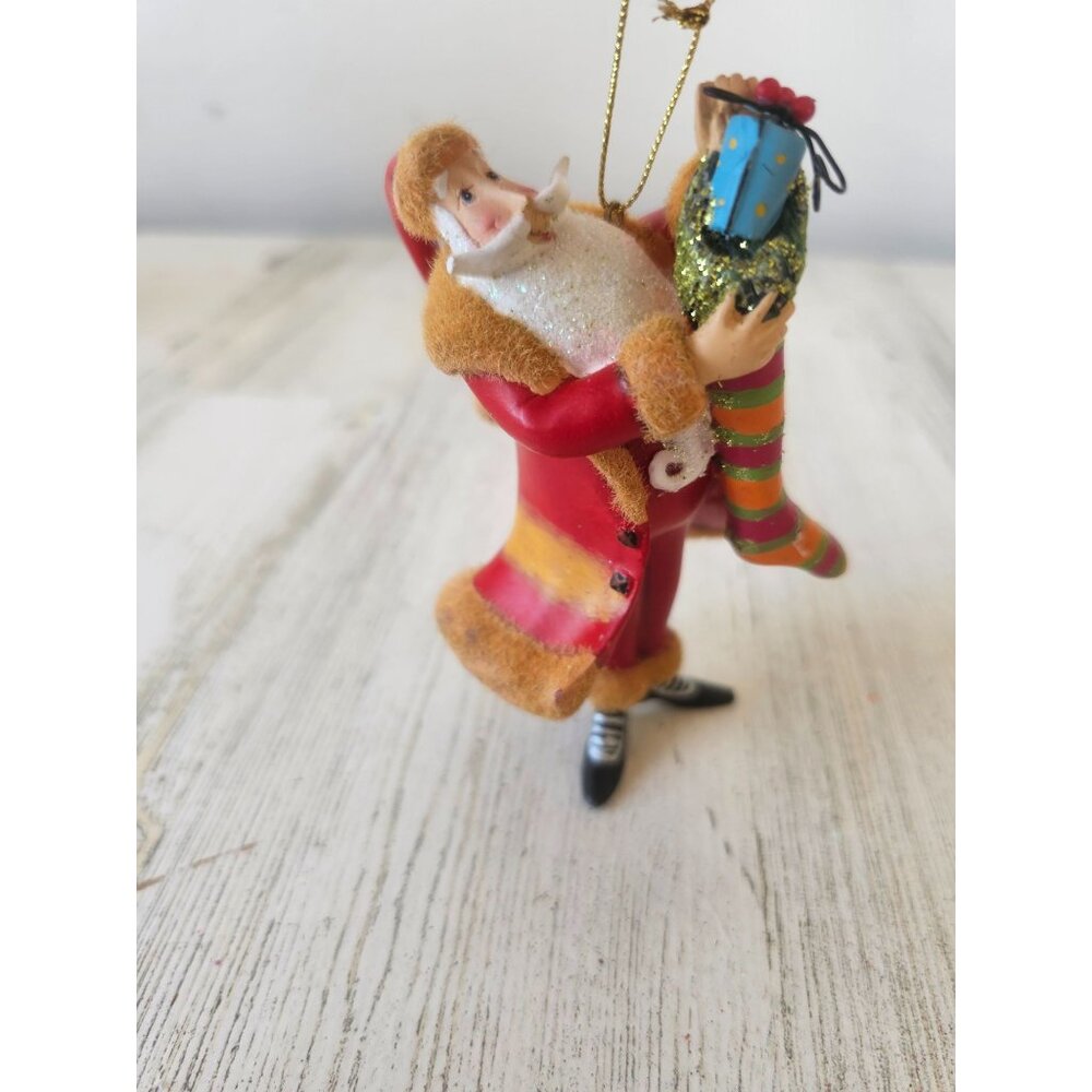 Santa stocking glitter unique ornament‎ Xmas tree